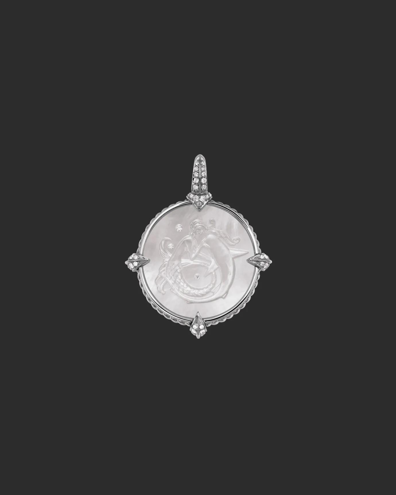 Chains, Charms & Accessories^Paspaley Petite Mermaid Coin Charm | Mother of Pearl, Diamonds, and White Gold WhiteGold