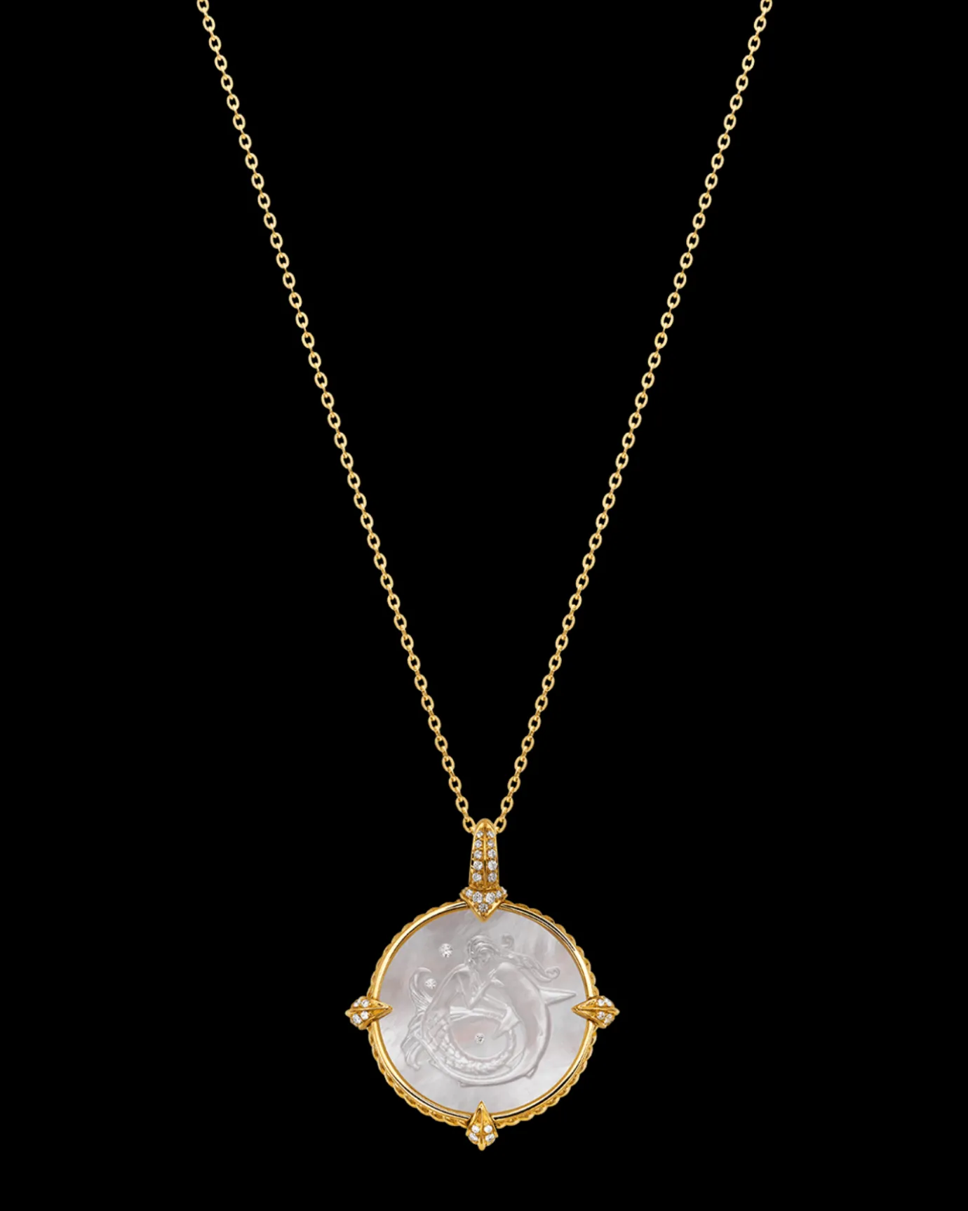Chains, Charms & Accessories^Paspaley Petite Mermaid Coin Charm | Mother of Pearl, Diamonds, and Yellow Gold YellowGold