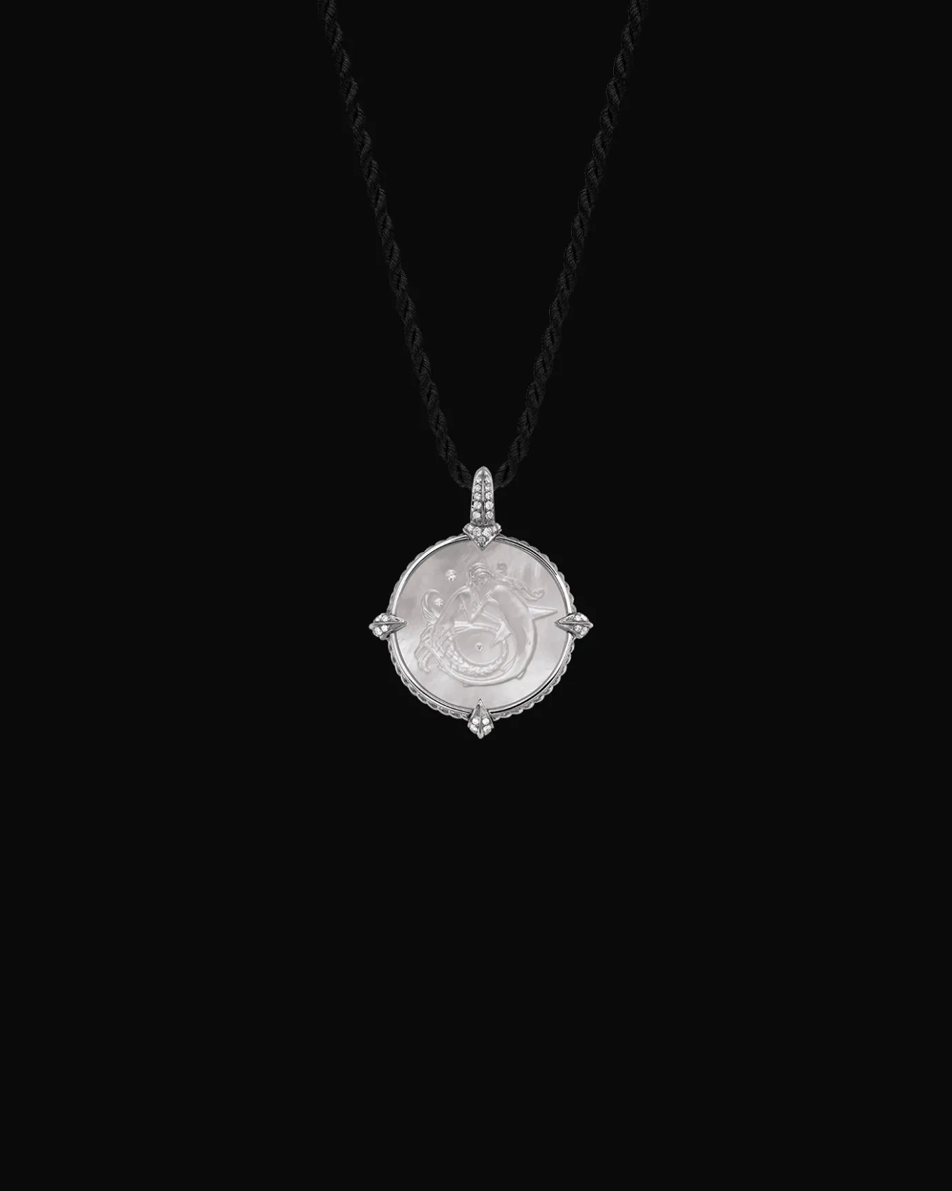 Chains, Charms & Accessories^Paspaley Petite Mermaid Coin Charm | Mother of Pearl, Diamonds, and White Gold WhiteGold