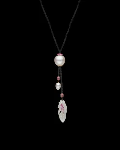 Necklaces & Pendants^Paspaley Pink Sapphire Feather Silk Pearl Necklace | 13mm Keshi Pearl, Mother of Pearl, and Yellow Gold YellowGold