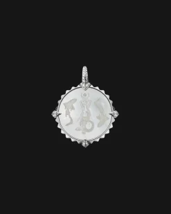 Chains, Charms & Accessories^Paspaley Pisces Coin Charm | Mother of Pearl, Diamonds, and White Gold WhiteGold