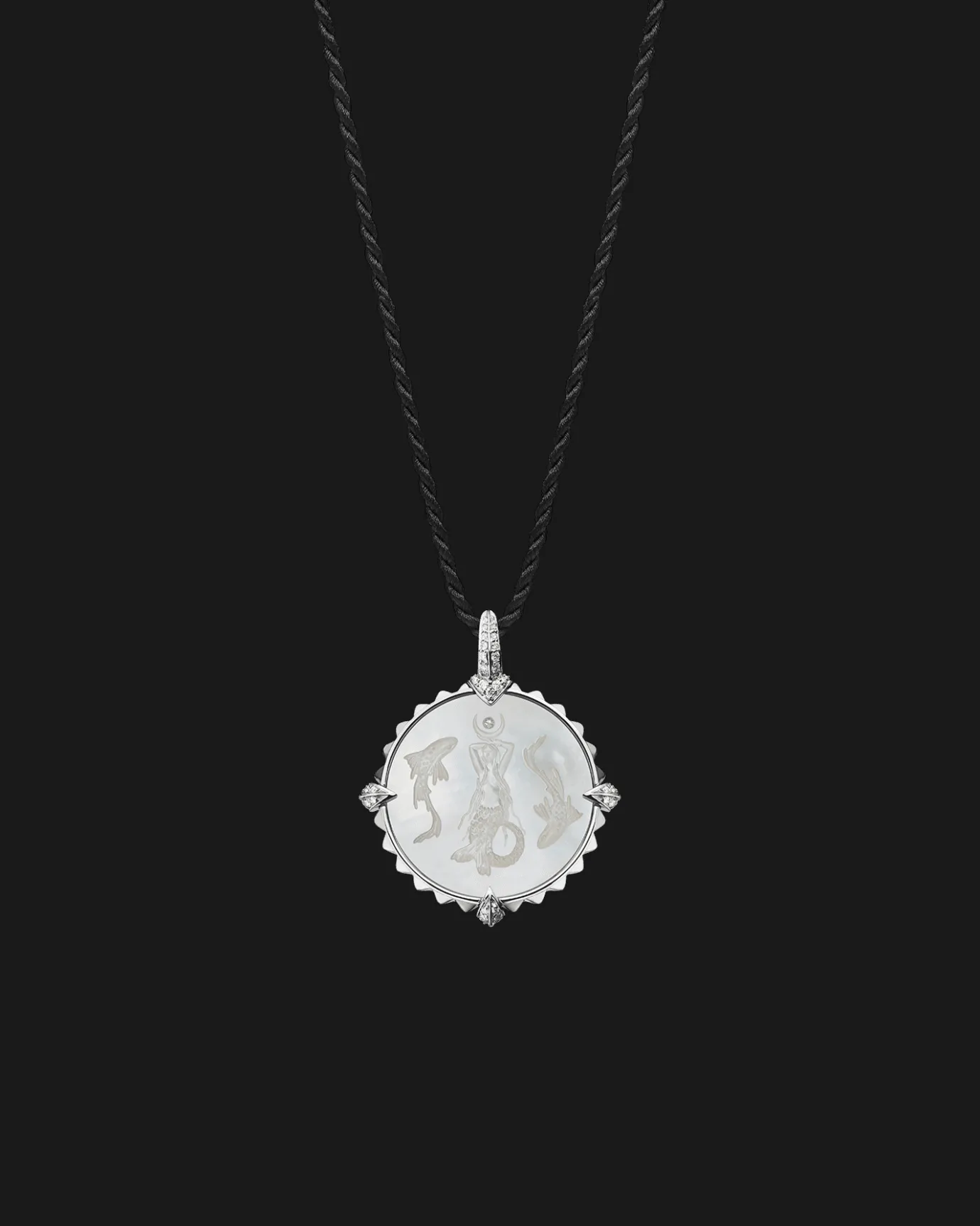 Chains, Charms & Accessories^Paspaley Pisces Coin Charm | Mother of Pearl, Diamonds, and White Gold WhiteGold