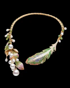 Necklaces & Pendants^Paspaley Rain Bird Feather Pearl Collier | 5-16mm Pearls, Gemstones, and Yellow Gold YellowGold