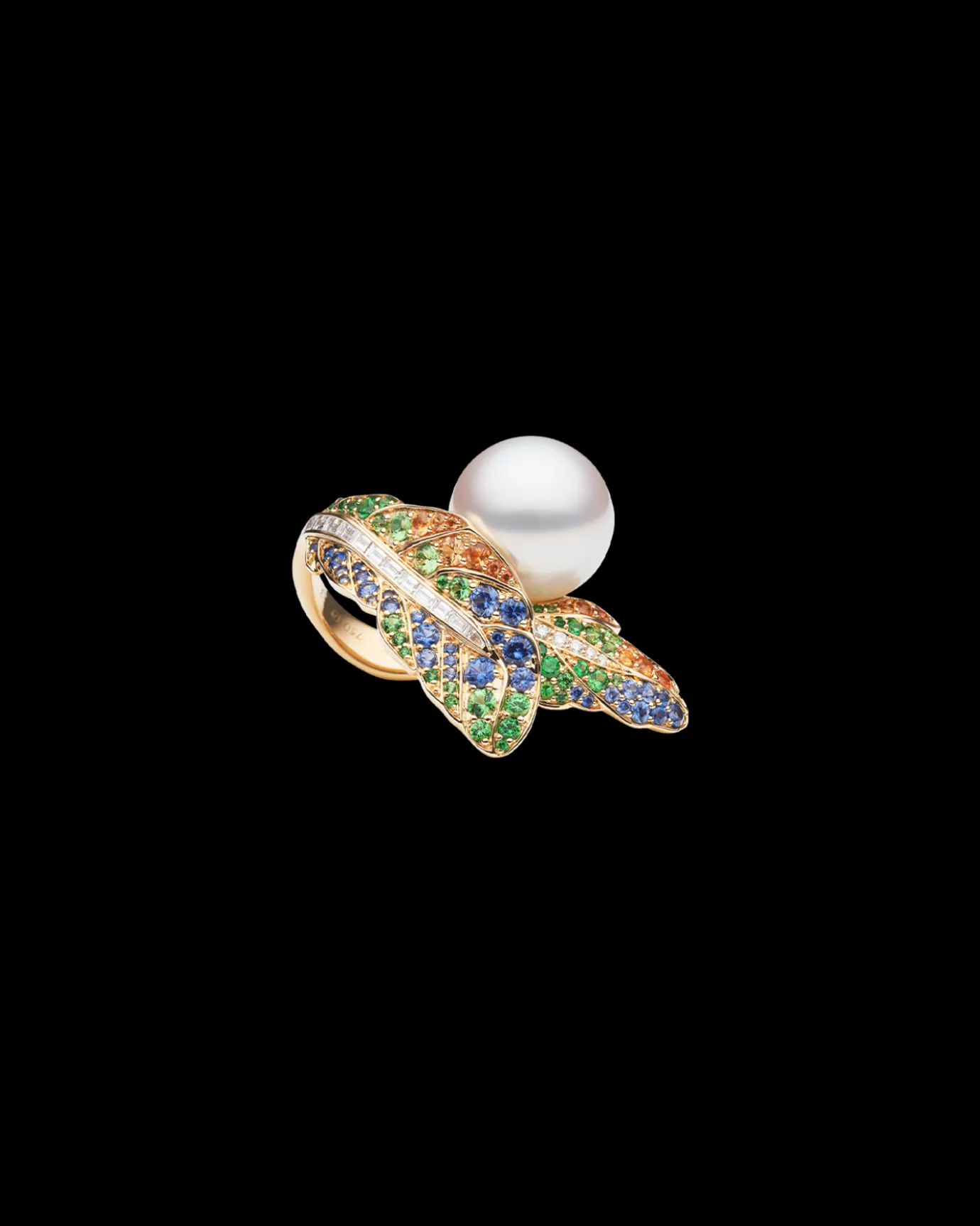Rings^Paspaley Rain Bird Feather Pearl Ring | 15mm Round Pearl, Gemstones, and Yellow Gold YellowGold