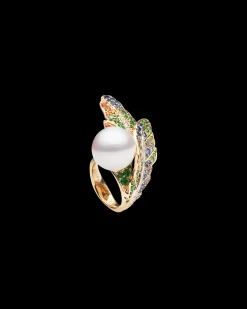 Rings^Paspaley Rain Bird Feather Pearl Ring | 15mm Round Pearl, Gemstones, and Yellow Gold YellowGold
