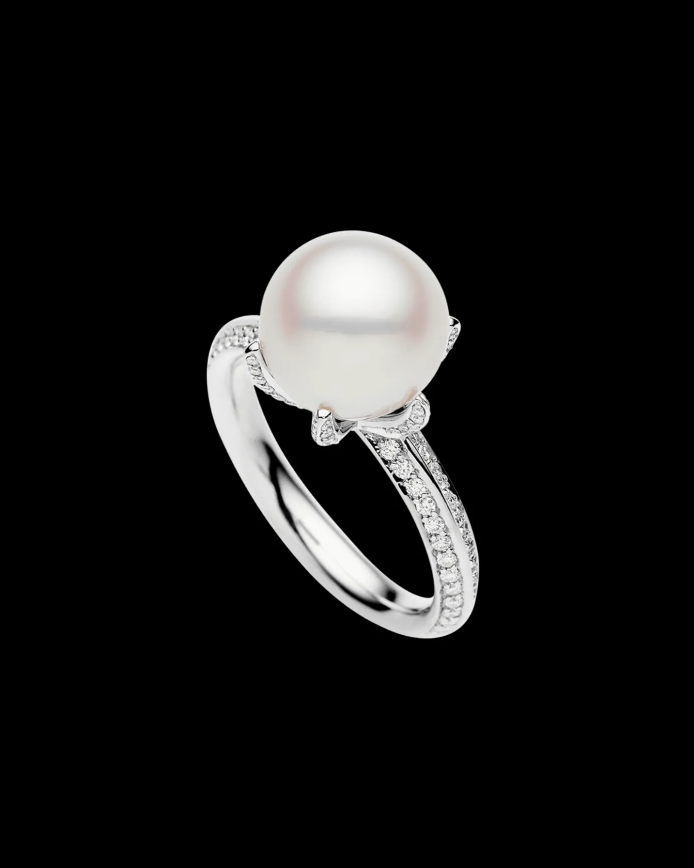 Rings^Paspaley Rockpool Pearl Ring | 11mm Round Pearl, Diamonds, and White Gold WhiteGold