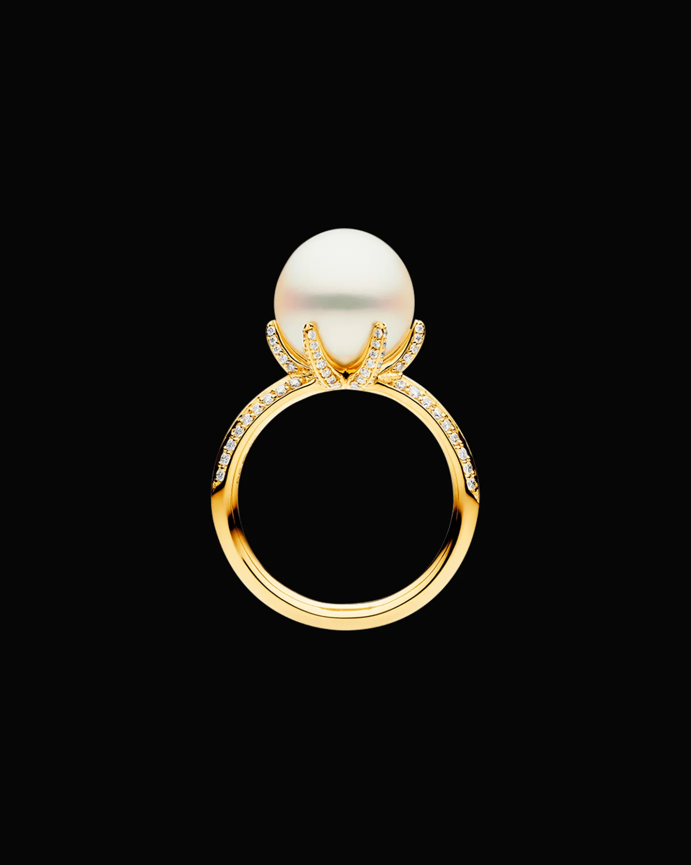 Rings^Paspaley Rockpool Pearl Ring | 11mm Round Pearl, Diamonds, and Yellow Gold YellowGold