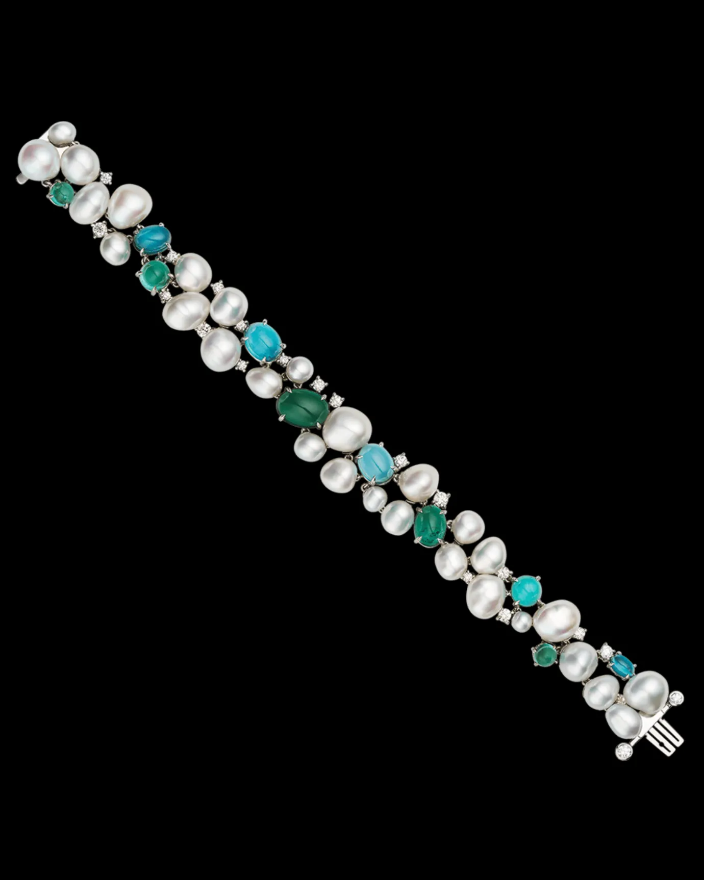 Bracelets^Paspaley Rockpool Pebble Pearl Bracelet | 4-9mm Keshi Pearls, Tourmalines, and Platinum