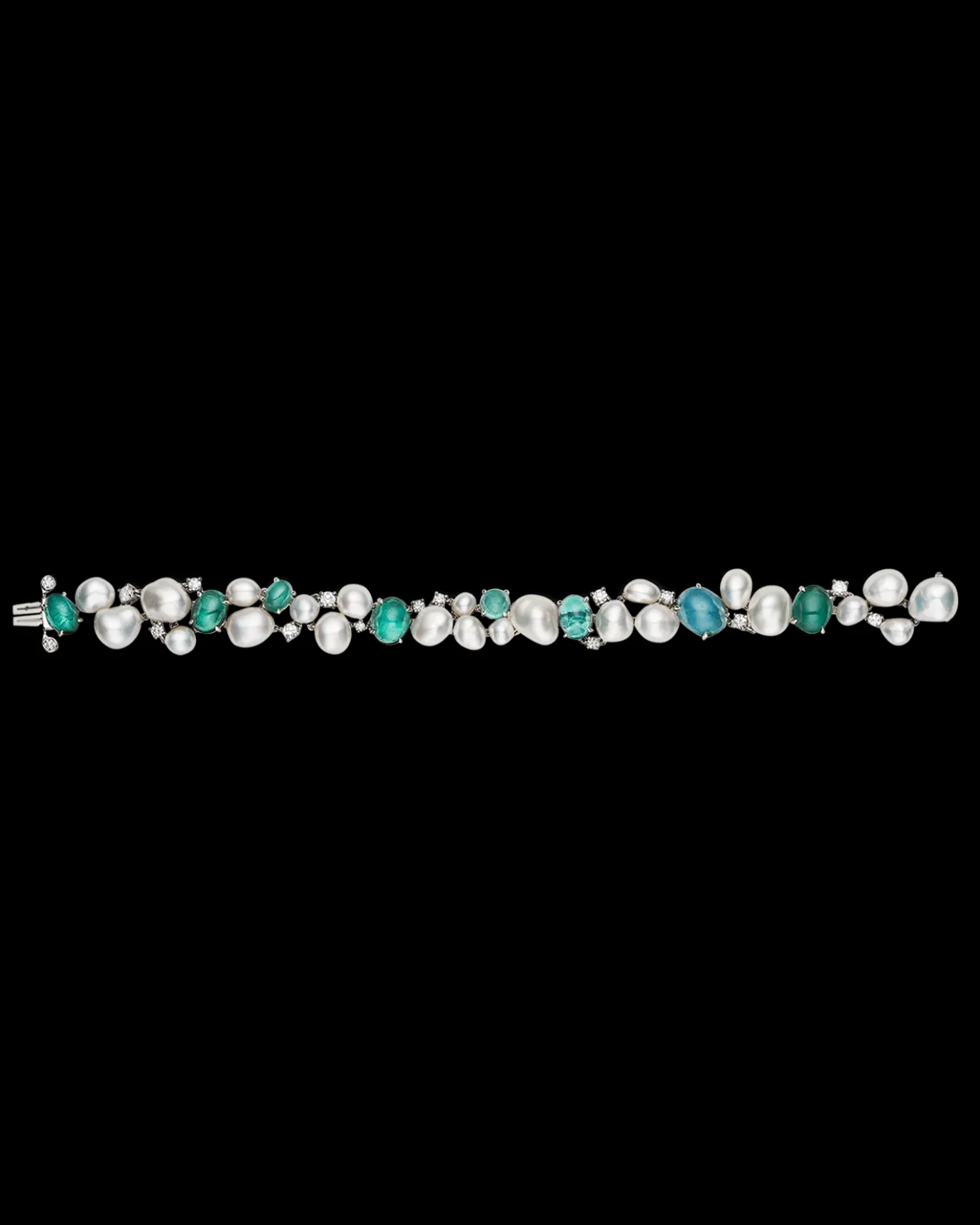 Bracelets^Paspaley Rockpool Pebble Pearl Bracelet | 4-9mm Keshi Pearls, Tourmalines, and Platinum