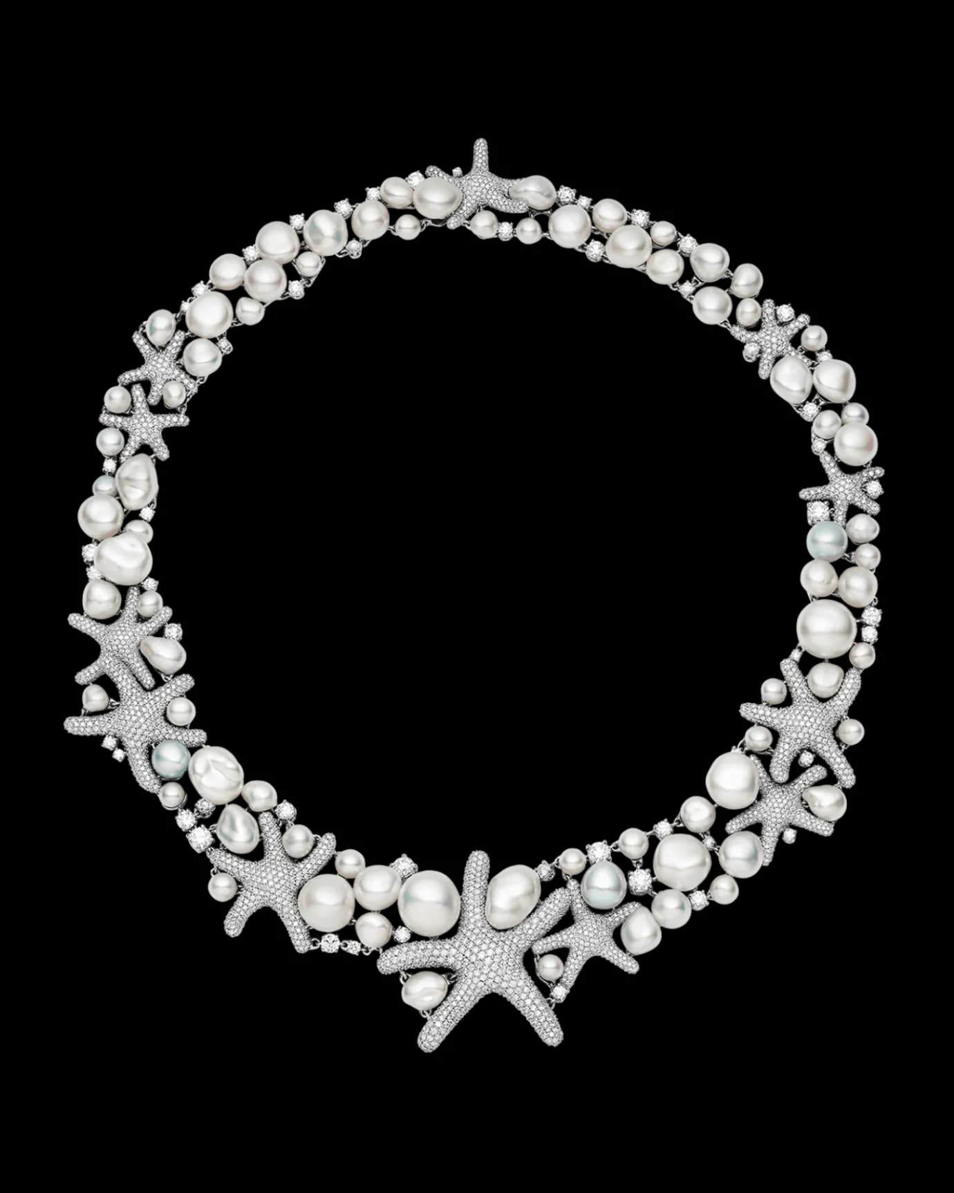 Necklaces & Pendants^Paspaley Rockpool Starfish Pearl Collier | 5-12mm Keshi Baroque Pearls, Diamonds, and Platinum