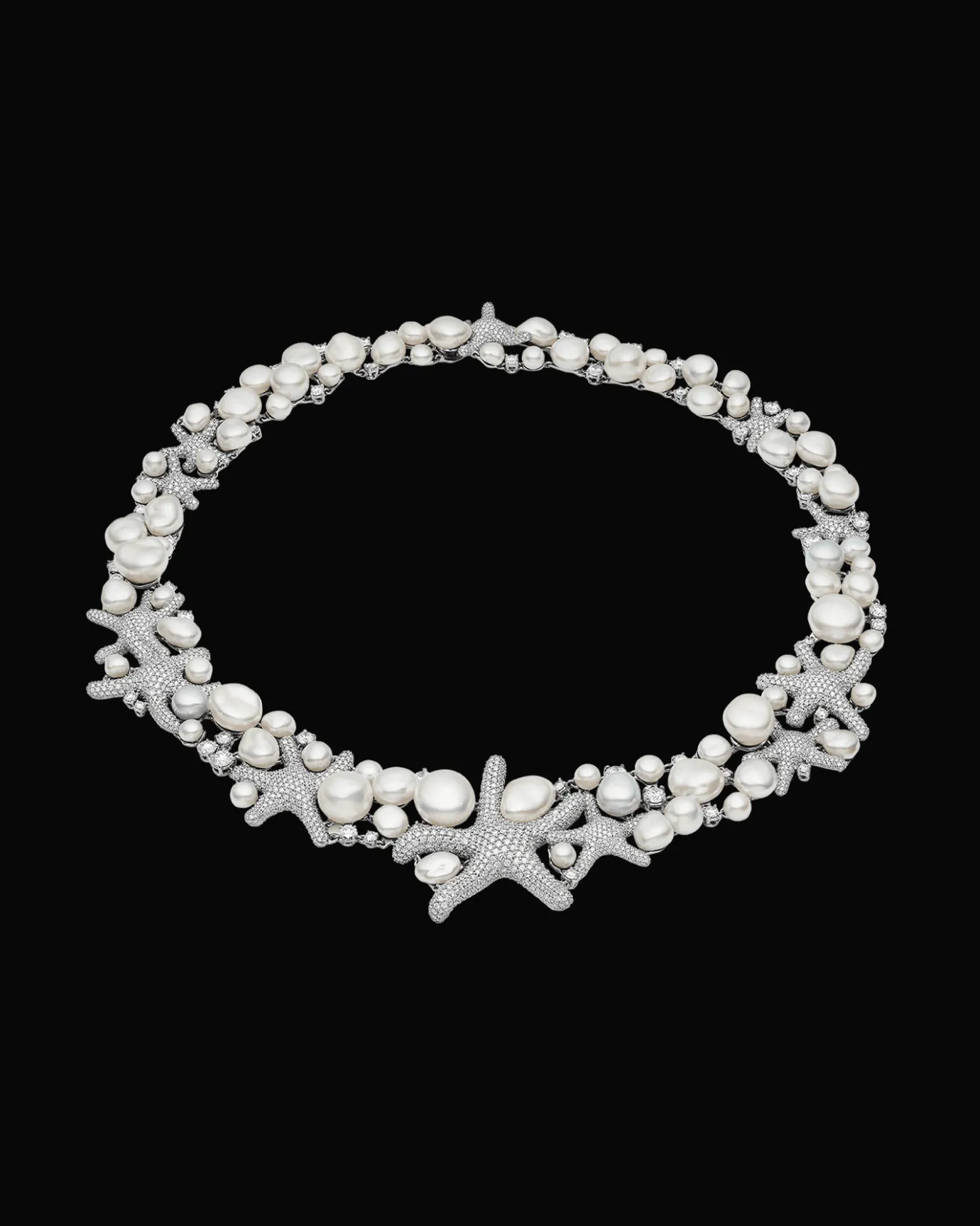 Necklaces & Pendants^Paspaley Rockpool Starfish Pearl Collier | 5-12mm Keshi Baroque Pearls, Diamonds, and Platinum