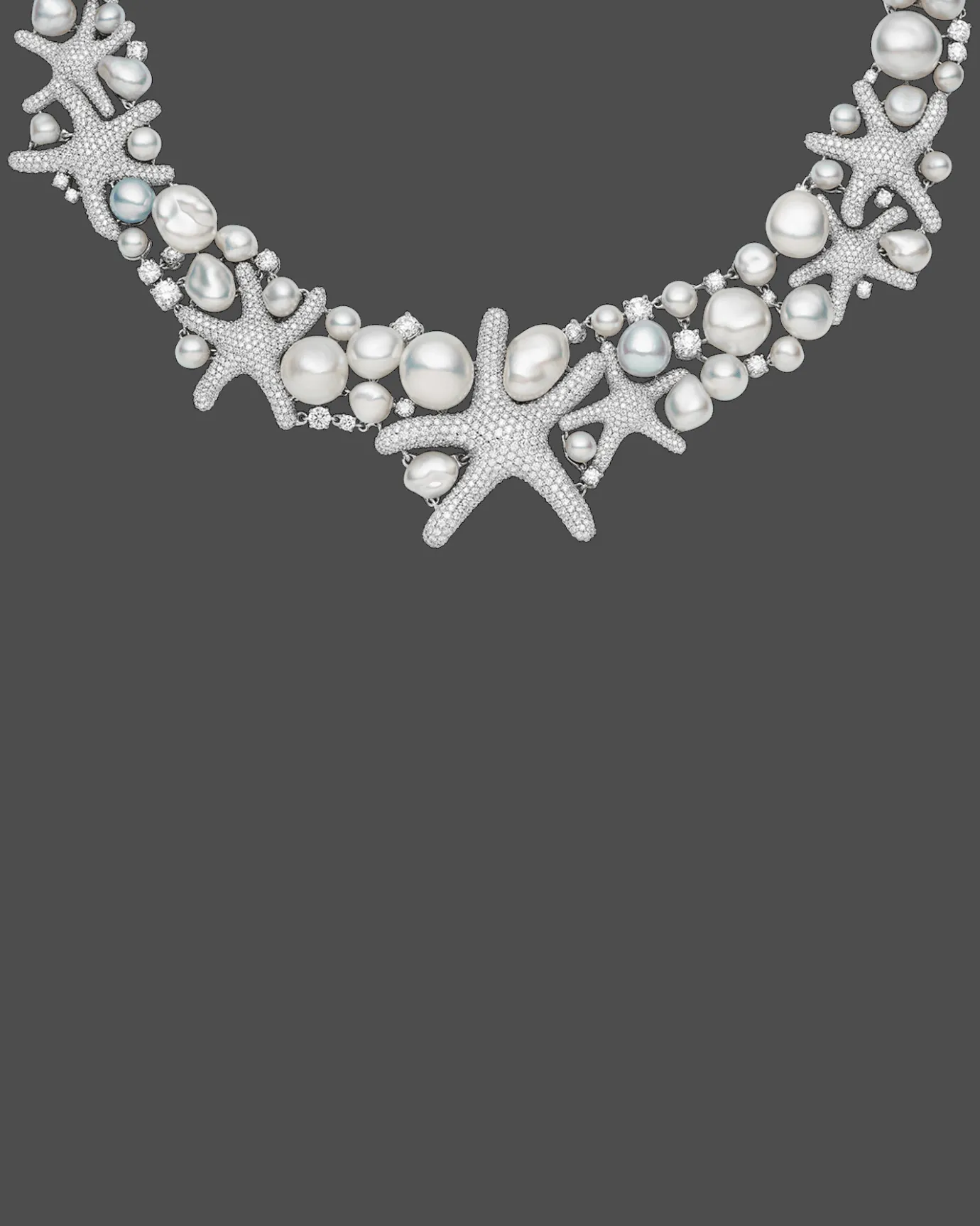 Necklaces & Pendants^Paspaley Rockpool Starfish Pearl Collier | 5-12mm Keshi Baroque Pearls, Diamonds, and Platinum
