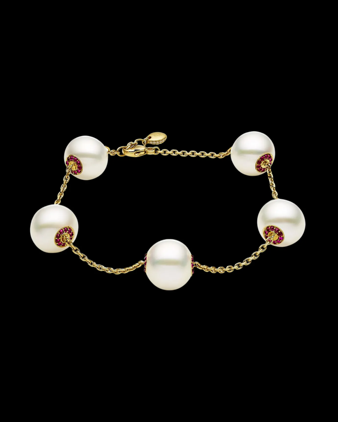 Bracelets^Paspaley Ruby Touchstone Pearl Bracelet | 12mm Button Pearls, Rubies and Yellow Gold YellowGold