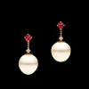 Earrings & Studs^Paspaley Ruby Touchstone Pearl Drop Earring | 12mm Triangle Pearls, Rubies, and Yellow Gold YellowGold