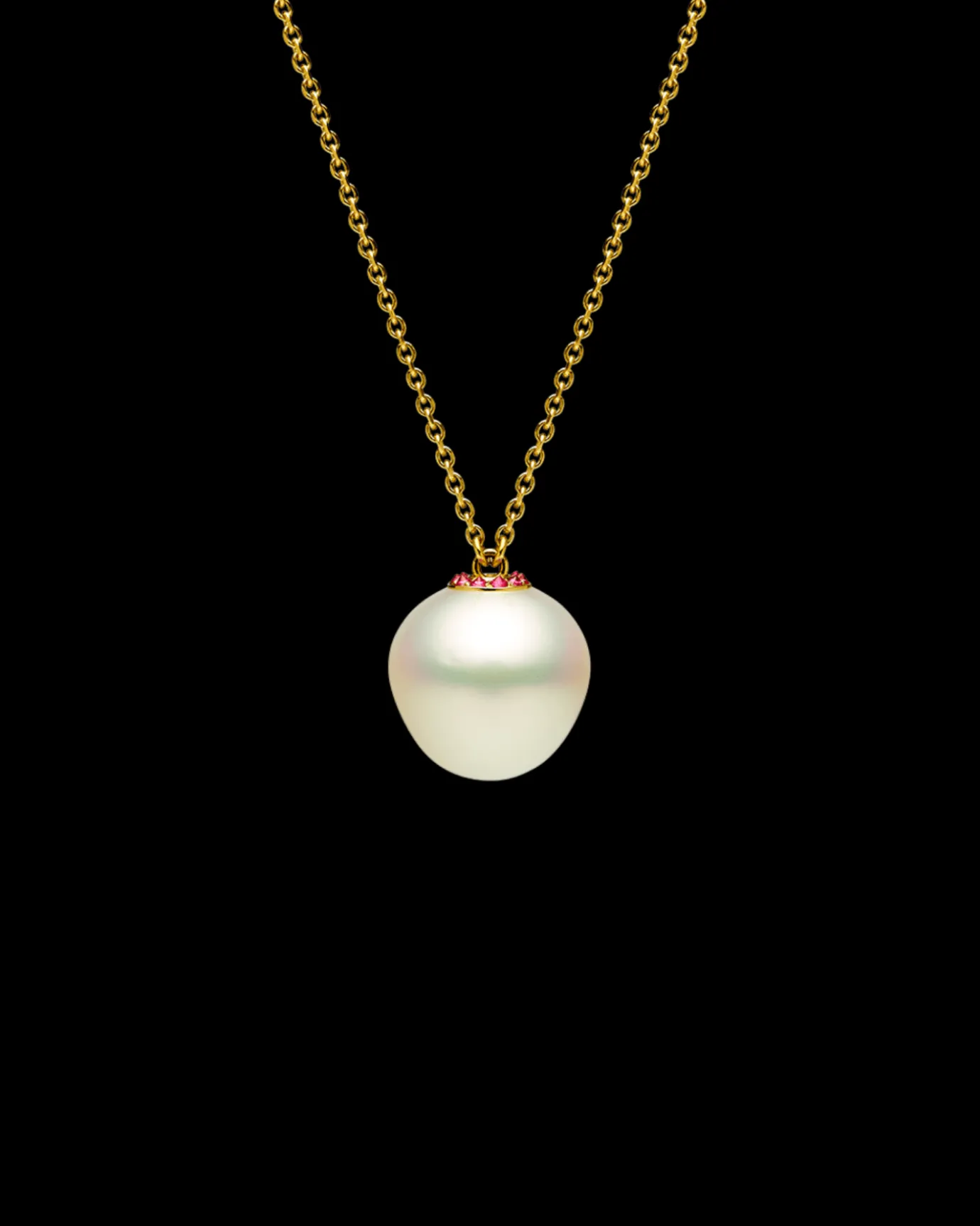 Necklaces & Pendants^Paspaley Ruby Touchstone Single Pearl Necklace | 13mm Triangle Pearl, Rubies, and Yellow Gold YellowGold