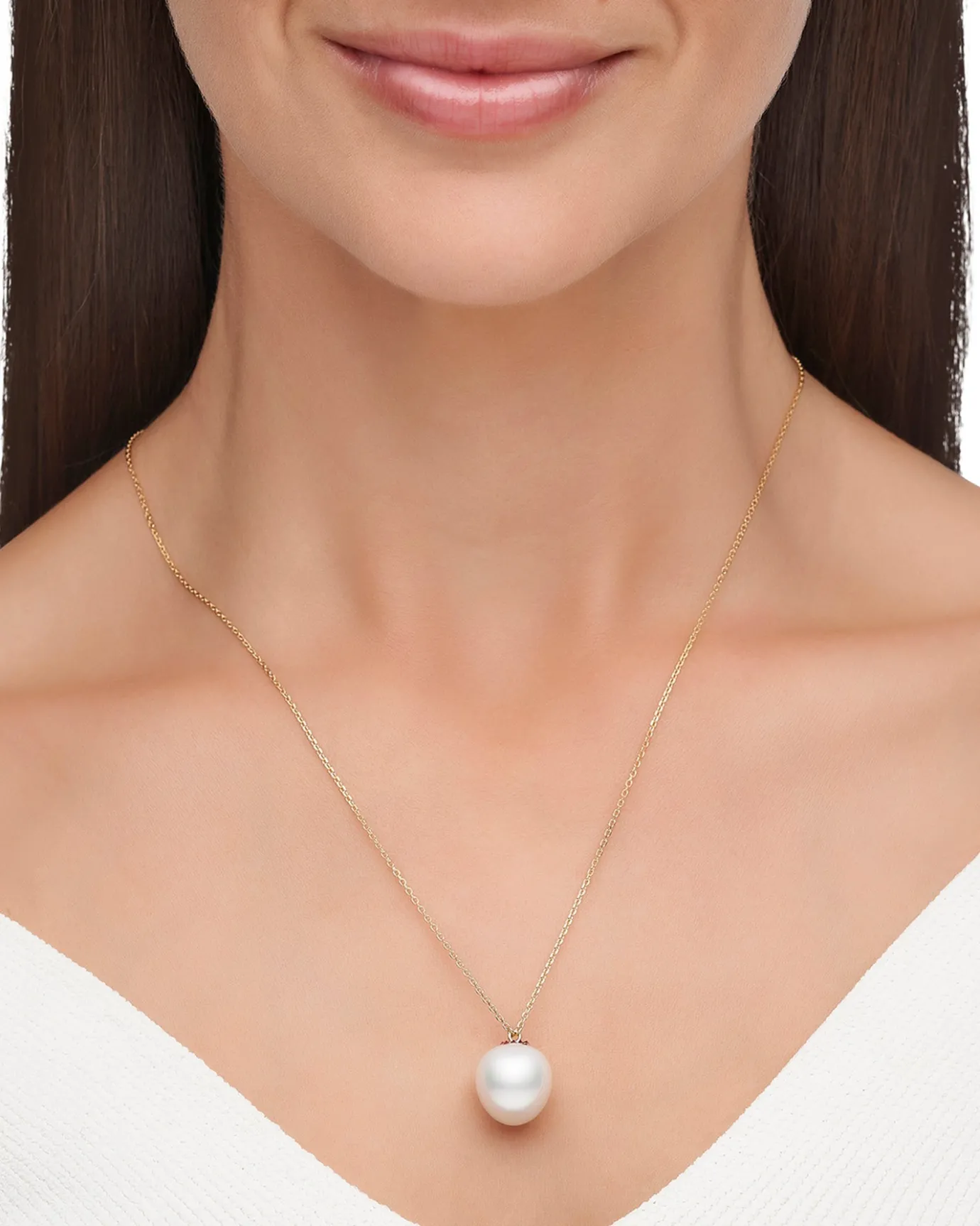 Necklaces & Pendants^Paspaley Ruby Touchstone Single Pearl Necklace | 13mm Triangle Pearl, Rubies, and Yellow Gold YellowGold