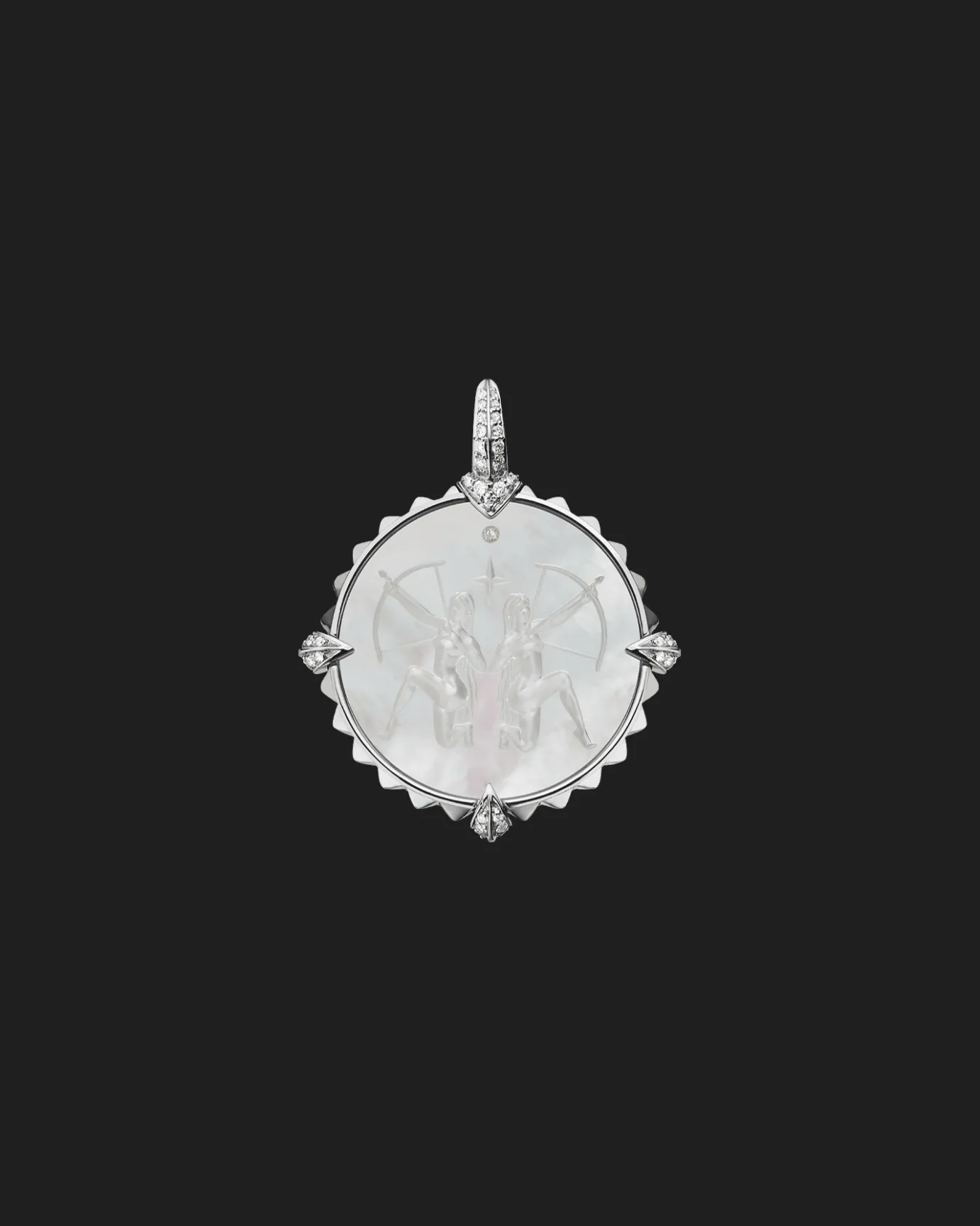 Chains, Charms & Accessories^Paspaley Sagittarius Coin Charm | Mother of Pearl, Diamonds, and White Gold WhiteGold