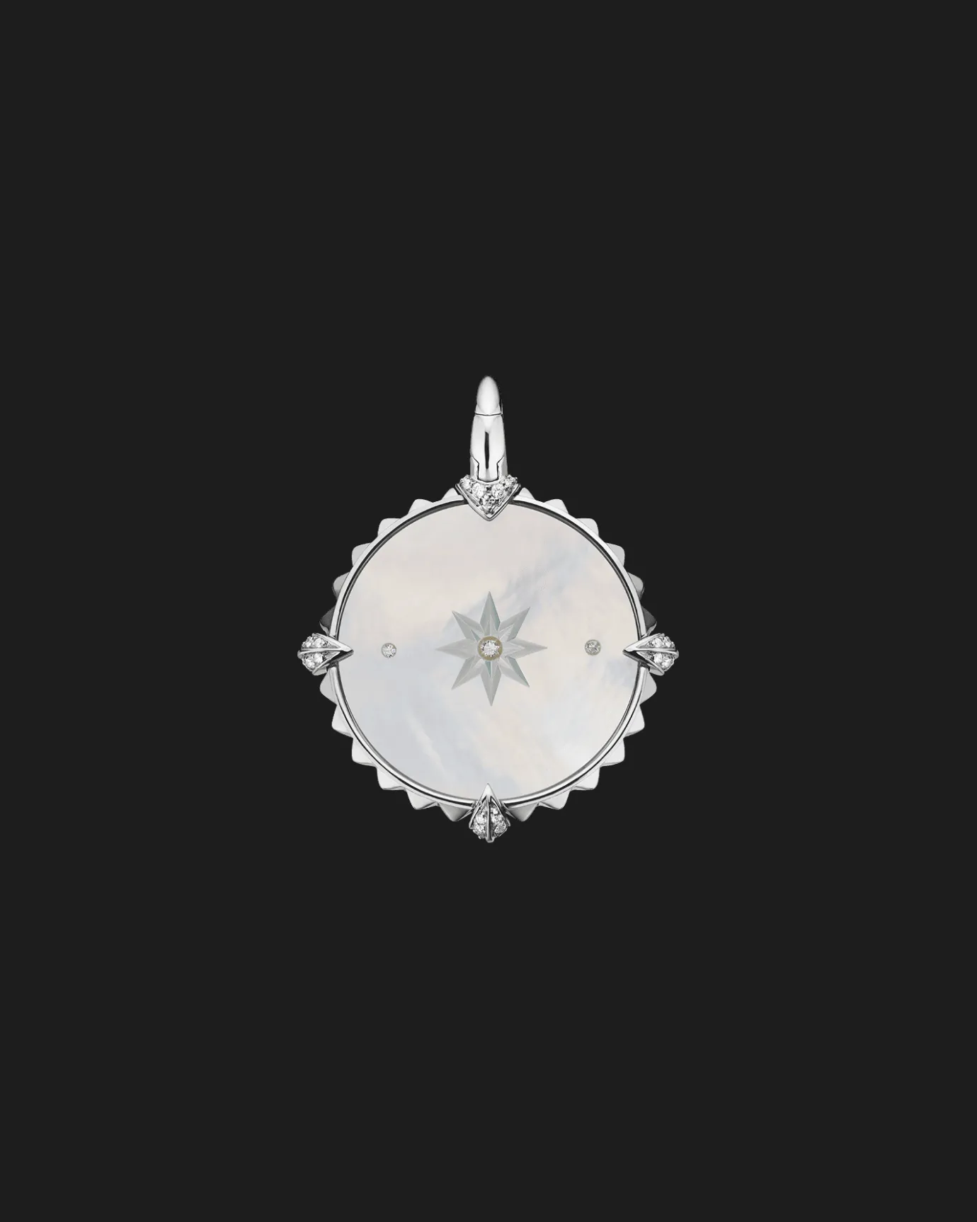 Chains, Charms & Accessories^Paspaley Sagittarius Coin Charm | Mother of Pearl, Diamonds, and White Gold WhiteGold