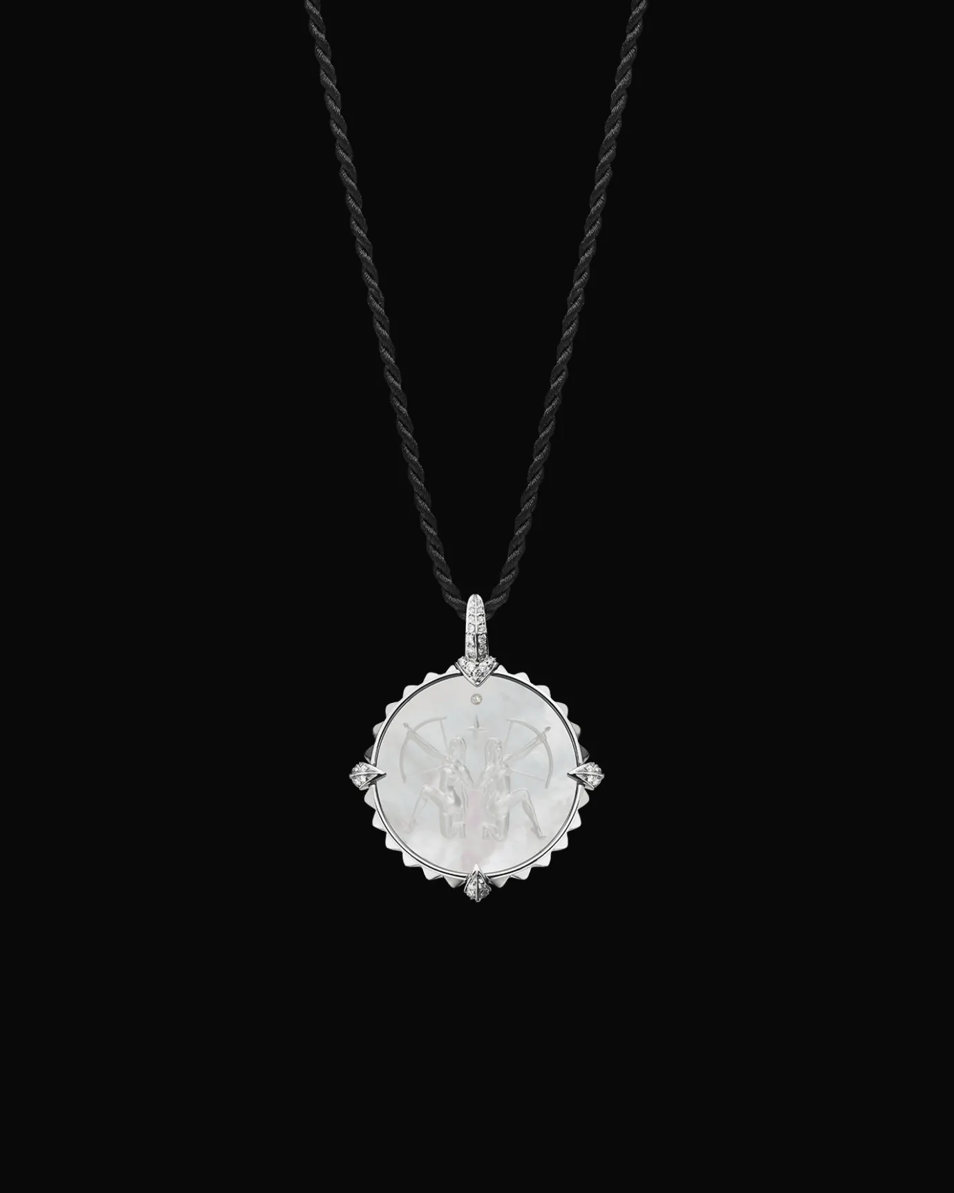 Chains, Charms & Accessories^Paspaley Sagittarius Coin Charm | Mother of Pearl, Diamonds, and White Gold WhiteGold