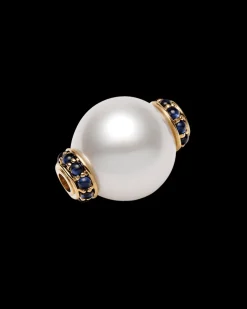 Clasps & Brooches^Paspaley Sapphire Rondelle Pearl Clasp | 13mm Round Pearl, Blue Sapphires, and Yellow Gold YellowGold