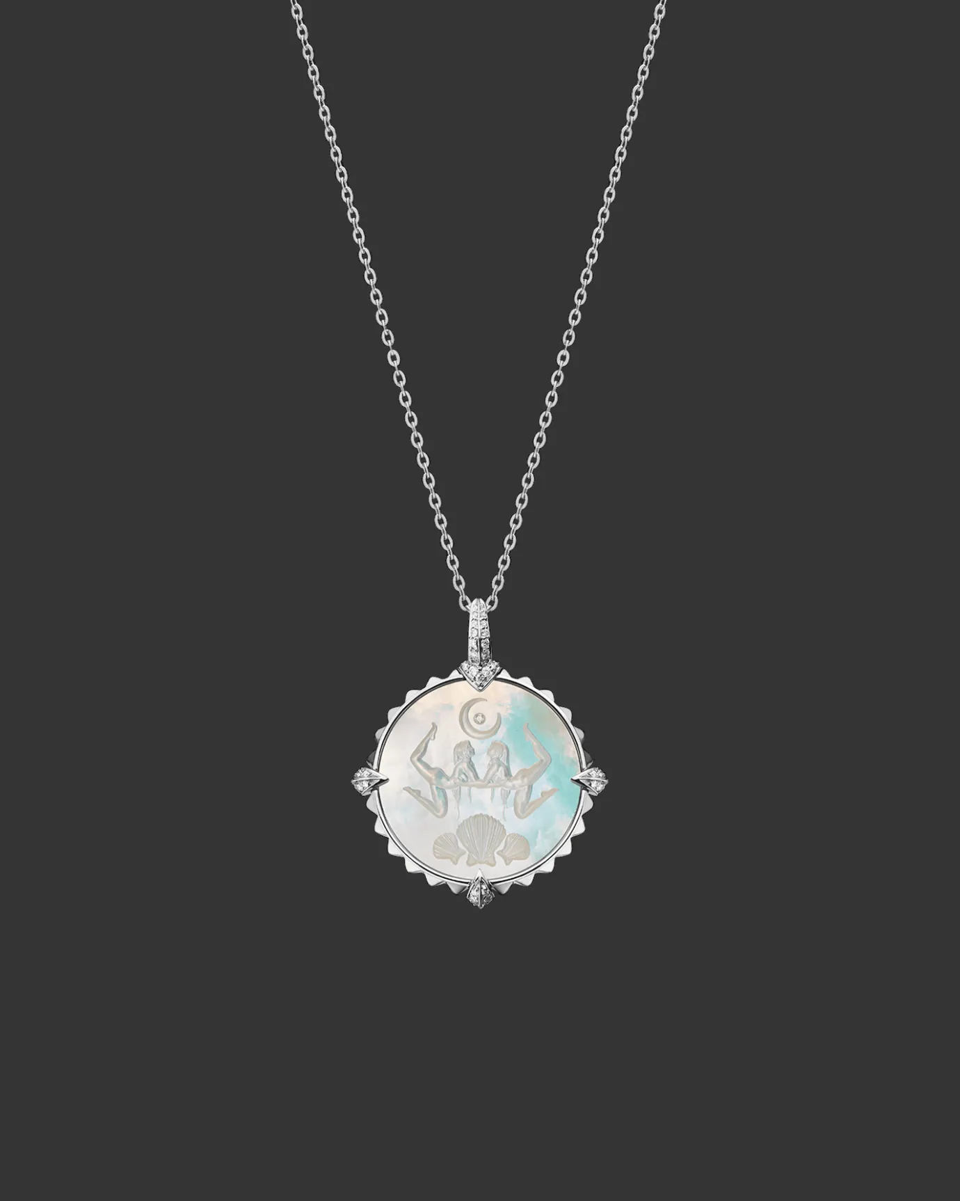 Chains, Charms & Accessories^Paspaley Scorpio Coin Charm | Mother of Pearl, Diamonds, and White Gold WhiteGold