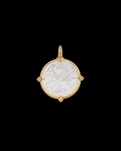 Chains, Charms & Accessories^Paspaley Seascape Coin Charm | Mother of Pearl, Diamonds, and Yellow Gold YellowGold