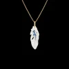 Necklaces & Pendants^Paspaley Single Feather Necklace | Mother of Pearl, Blue Sapphires, and Yellow Gold YellowGold