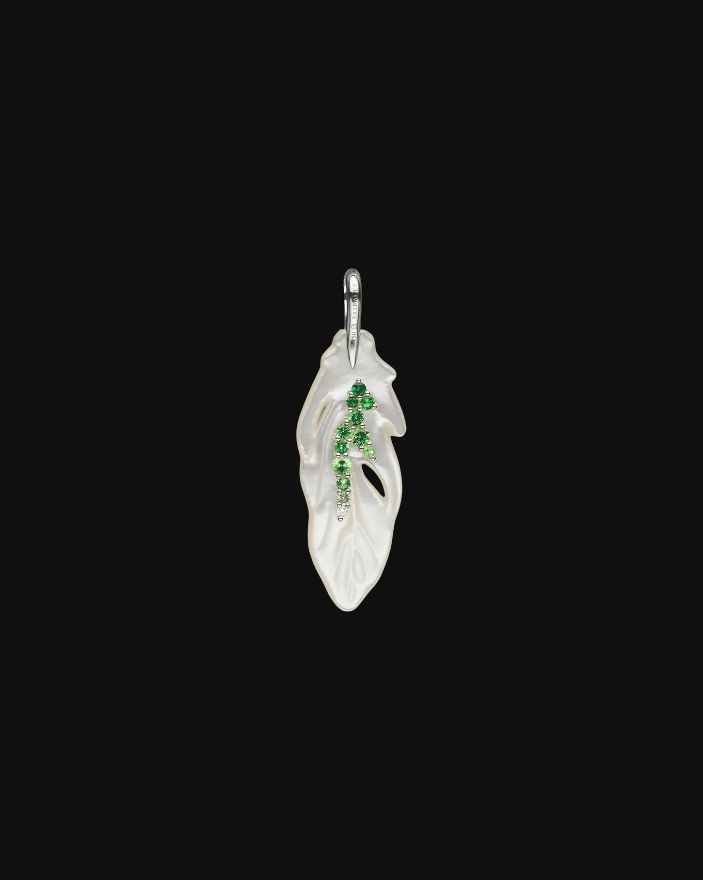 Necklaces & Pendants^Paspaley Single Feather Necklace | Mother of Pearl, Tsavorites, and White Gold WhiteGold