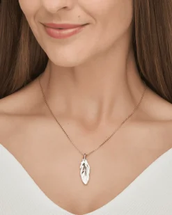 Necklaces & Pendants^Paspaley Single Feather Necklace | Mother of Pearl, Blue Sapphires, and Yellow Gold YellowGold