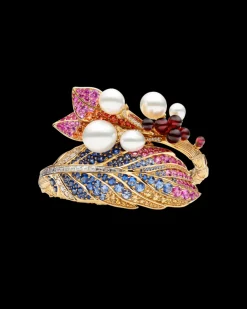 Bracelets^Paspaley Song Bird Single Feather Cuff | Drop Pearls, Gemstones, and Yellow Gold YellowGold