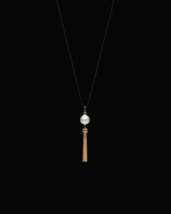 Necklaces & Pendants^Paspaley Tassel Pearl Pendant | 14mm Semi-Round Pearl, Black Spinel, and Yellow Gold YellowGold