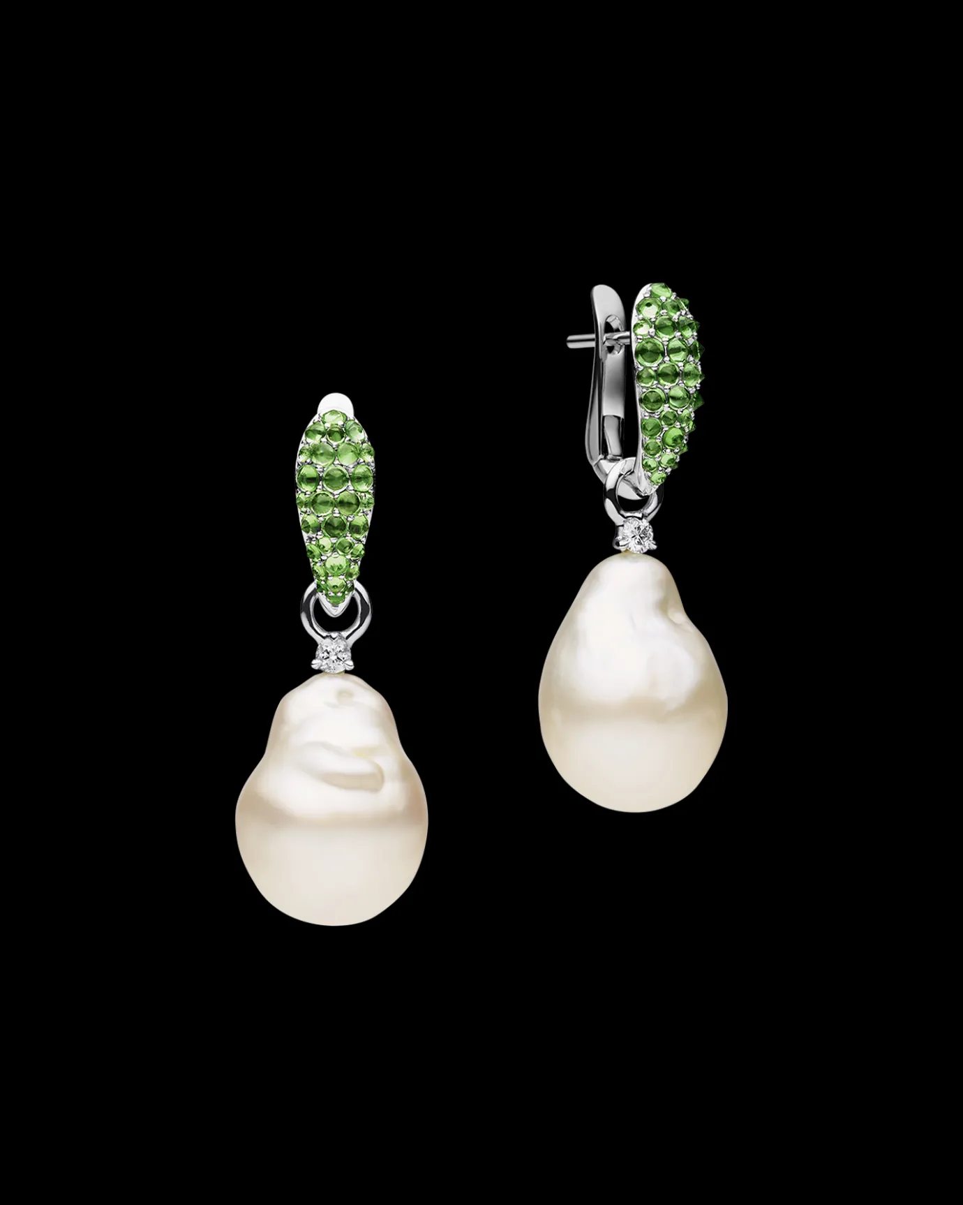 Earrings & Studs^Paspaley Tsavorite Touchstone Pearls My Way Earrings | 12mm Baroque Pearls, Tsavorites and White Gold WhiteGold