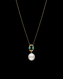 Necklaces & Pendants^Paspaley Turquoise Anchor Link Pearl Necklet | 13mm Oval Pearl, Turquoise, and Yellow Gold YellowGold