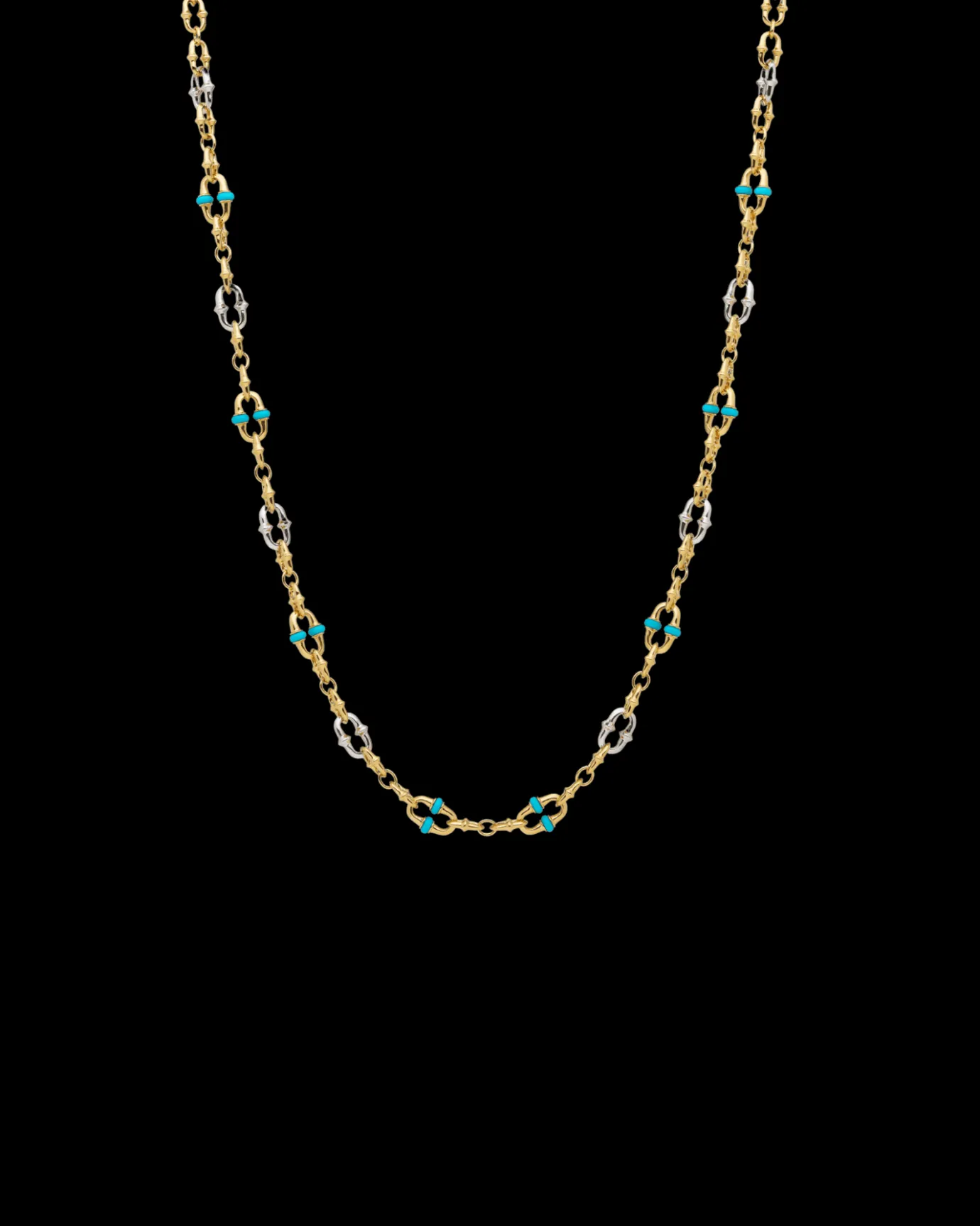Chains, Charms & Accessories^Paspaley Turquoise Dive Chain Necklace | Turquoise, White Gold, and Yellow Gold Multi