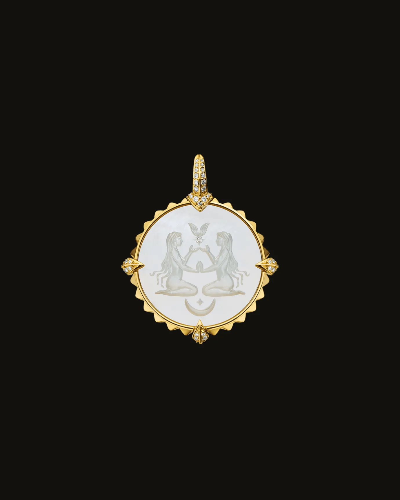 Chains, Charms & Accessories^Paspaley Virgo Coin Charm | Mother of Pearl, Diamonds, and Yellow Gold YellowGold
