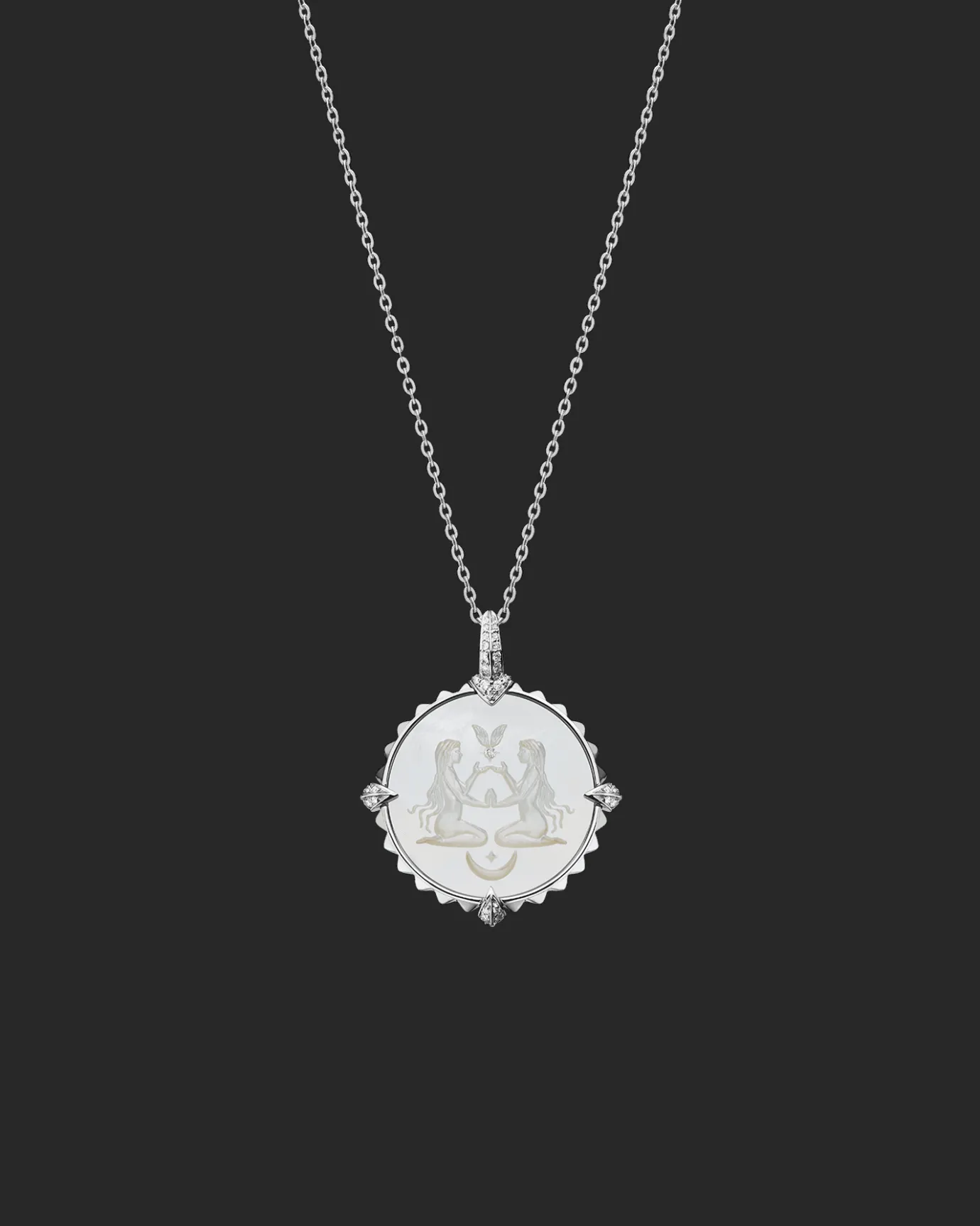 Chains, Charms & Accessories^Paspaley Virgo Coin Charm | Mother of Pearl, Diamonds, and White Gold WhiteGold