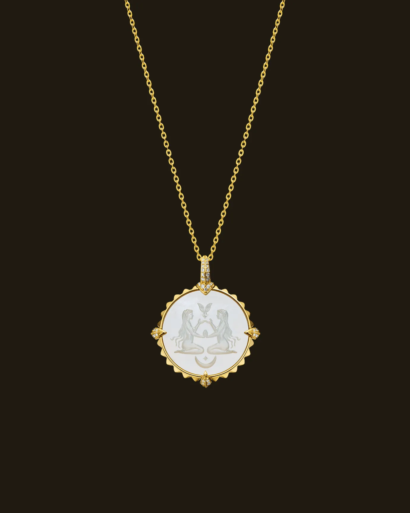 Chains, Charms & Accessories^Paspaley Virgo Coin Charm | Mother of Pearl, Diamonds, and Yellow Gold YellowGold