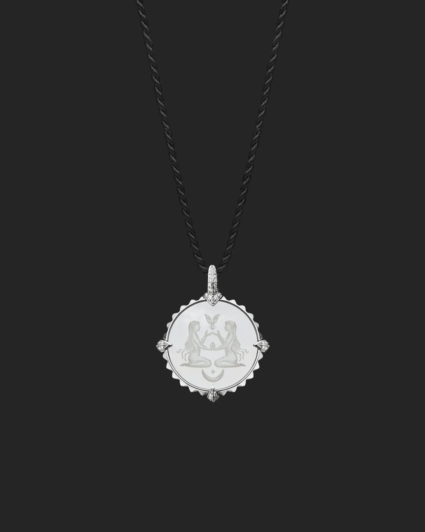 Chains, Charms & Accessories^Paspaley Virgo Coin Charm | Mother of Pearl, Diamonds, and White Gold WhiteGold