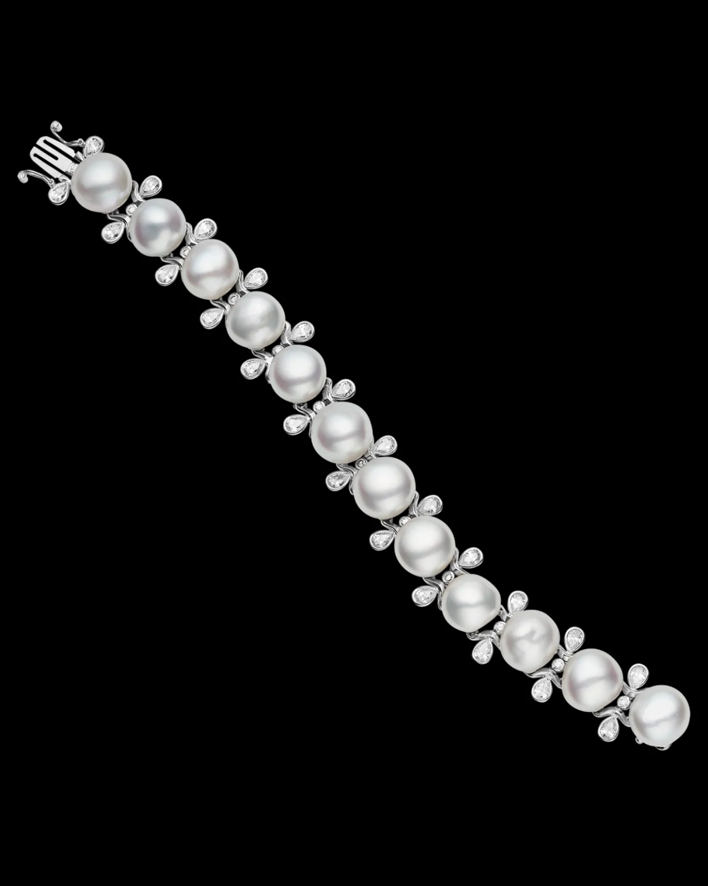 Bracelets^Paspaley Wave Pearl Bracelet | 13mm Keshi Baroque Pearls, and Platinum