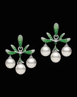 Earrings & Studs^Paspaley Wildflower Chandelier Pearl Earrings | 10mm Round Pearls, Tsavorites, and White Gold WhiteGold