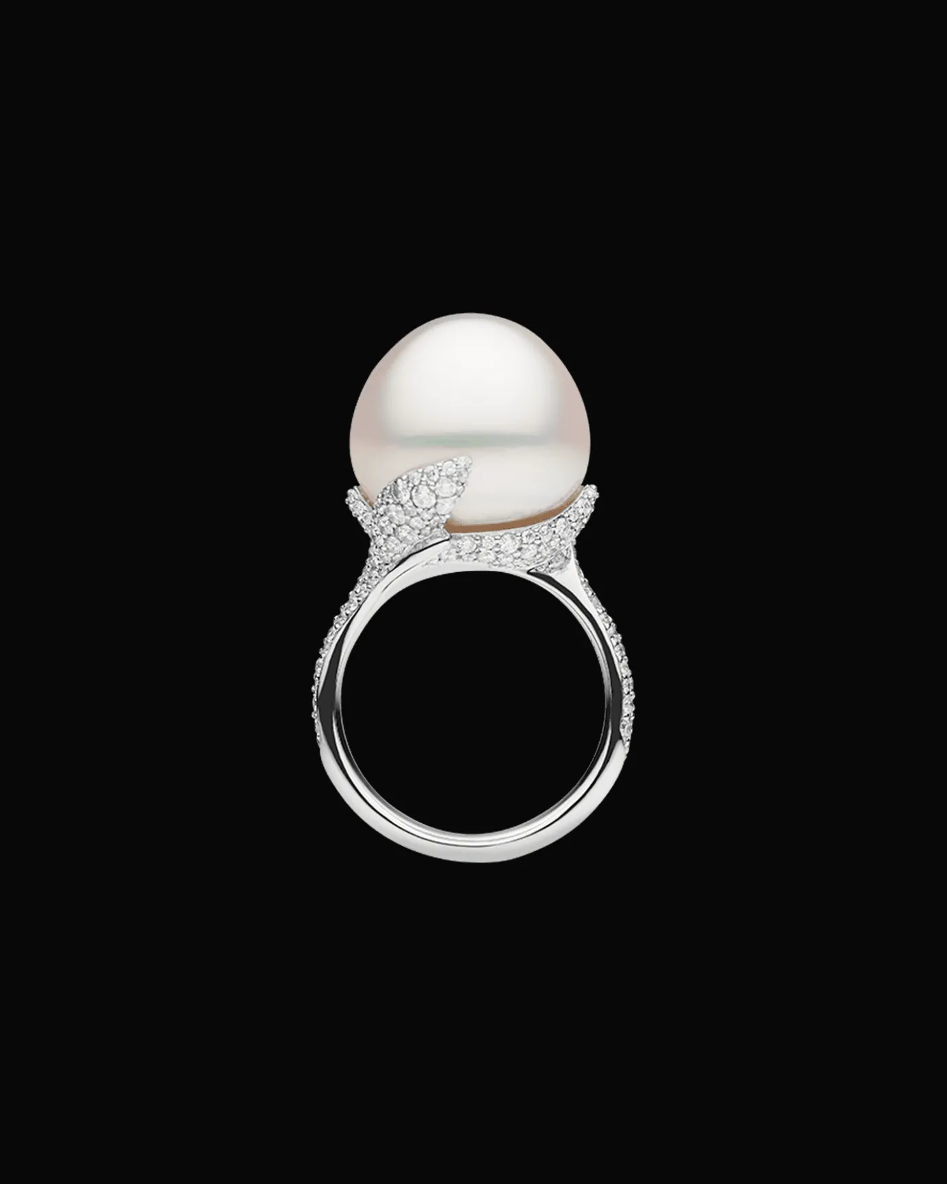 Rings^Paspaley Wildflower Petal Pearl Ring | 15mm Button Pearl, Diamonds, and White Gold WhiteGold