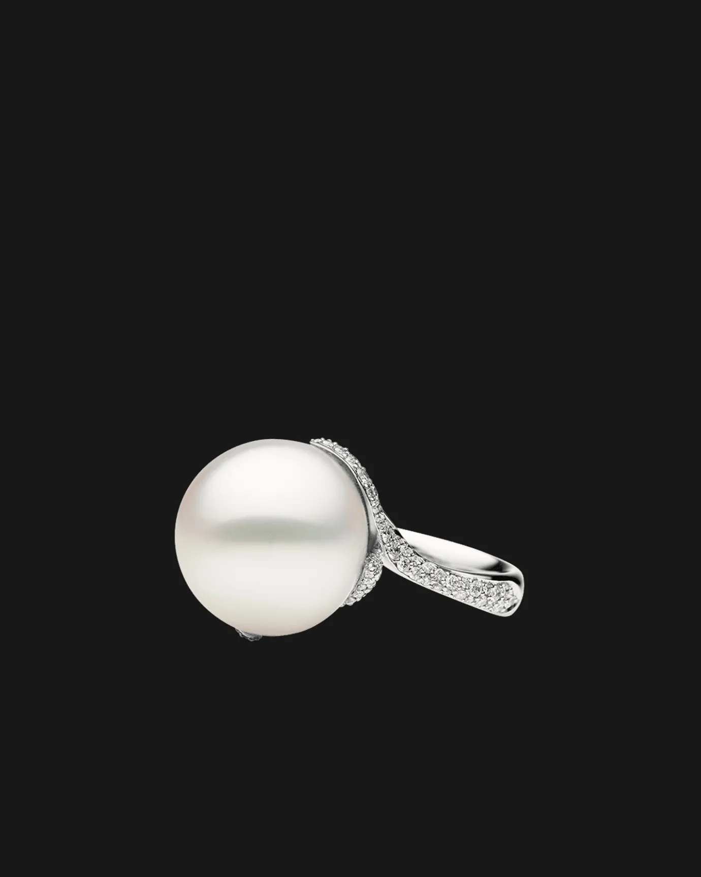 Rings^Paspaley Wildflower Petal Pearl Ring | 15mm Button Pearl, Diamonds, and White Gold WhiteGold